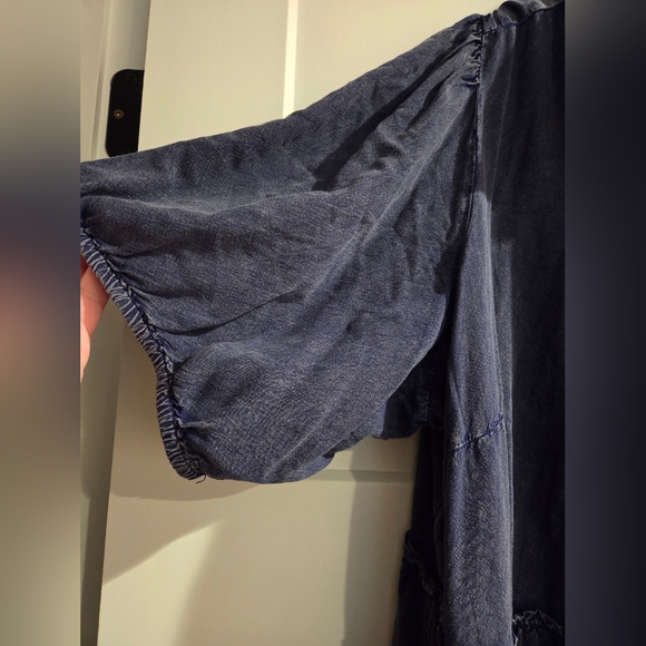 Blue Button Front Chambray Midi Dress - Picture 5 of 7